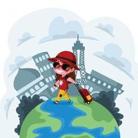 Child Traveling Around The World vector