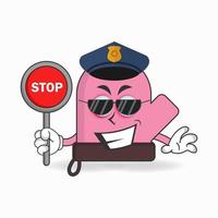 The gloves mascot character becomes a policeman. vector illustration