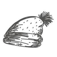 warm winter hat hand drawn sketch vector