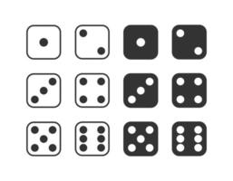 Set of monochrome dices. Vector isolated dice icons