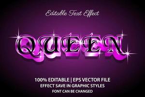 luxury queen editable text effect 3d style vector