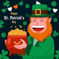 Leprechaun And Bucket Of Golden Coins vector