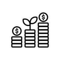 investment icon. a plant on stack of coin vector