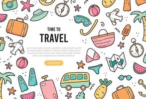 Hand drawn banner of travel summer vector