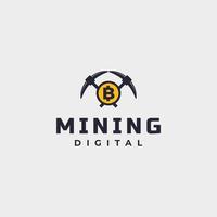 bitcoin mining logo design vector icon illustration