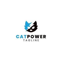 cat face symbol power logo design vector