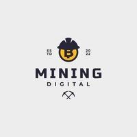 bitcoin mining logo design vector icon illustration