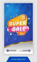 Soacial story super sale banner template design background with modern concept vector