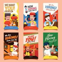 Various Career Hiring Announcement Social Media Post vector