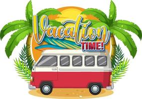 Summer travel vacation logo concept with motorhome vector