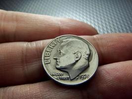 US Dollar Coins on finger photo