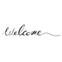 welcome lettering sign with doodle handdrawing style vector