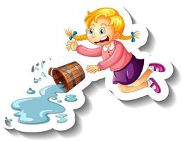 Water pouring out bucket with a girl vector