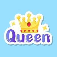 A royal queen crown flat sticker vector