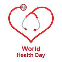 World Health Day illustration. Heart shaped stethoscope vector