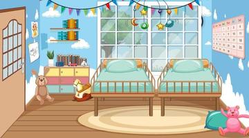 Scene with two baby beds vector