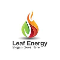 leaf energy nature logo, leaves with flame concept logo, vector template