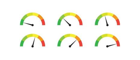 set of speedometer indicator performance gauges low to high vector