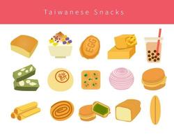 Taiwan souvenirs, gifts, specialty snacks, food, desserts, material sets, travel guides vector