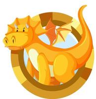 Cute yellow dragon cartoon character vector