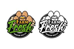 Farm fresh eggs premium quality design logo vector