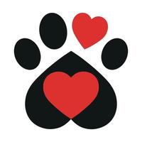 Heart shaped dog paw logo vector