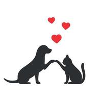 silhouettes of dogs and cats best friends vector