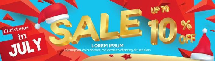 Christmas in June, July, August, for poster, marketing, advertising, summer sale, banner in summer with copy space discount offer vector