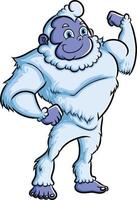 The strong yeti is showing its muscle vector