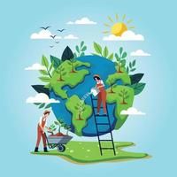 mother earth globe day world environment day vector illustrarton