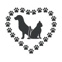 Dog with a cat in the heart of the paws vector