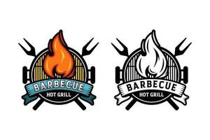 Barbecue hot grill design logo collection vector