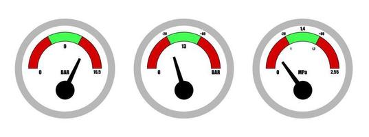 fire extinguisher pressure sensors in a flat style. Technical signs and symbols. Isolated vector