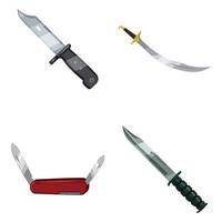 Knife icon set, cartoon style vector