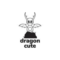 little cartoon dragon cute with rocks logo design vector graphic symbol icon illustration creative idea