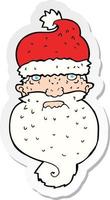 sticker of a cartoon grim santa face vector