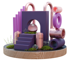 Abstract element with podium 3d illustration png