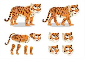 Cartoon tiger victor with different style and expansion vector