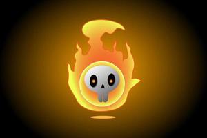 3d fury fire skull glow in black background vector