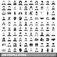 100 people icons set in simple style vector