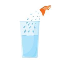 A fish jumps out of a glass of water. Creative minimal concept. vector