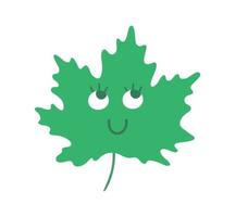 Vector kawaii maple tree leaf illustration. Back to school educational clipart. Cute flat style smiling plant with eyes. Funny picture for kids