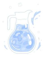 Clean drinking water in glass jug. Vector illustration.