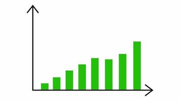 Animated illustration of statistic curve with arrow growing up. Shows the profit growth of a business. video