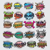 Comic speech bubbles set, comic wording sound effect set design for comic background, comic strip vector