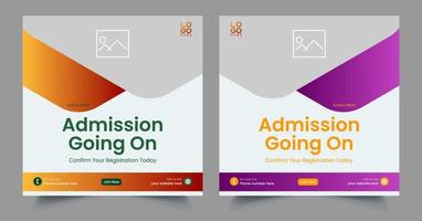 school admission or education social media template premium vector, back to school admission social media post template, marketing template vector