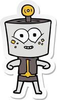 sticker of a happy cartoon robot vector