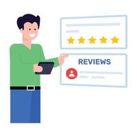 A trendy flat illustration of customer reviews vector