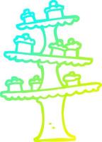 cold gradient line drawing cartoon cake stand vector