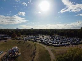 Beautiful aerial view of Gorgeous lake at Milton Keynes England UK photo